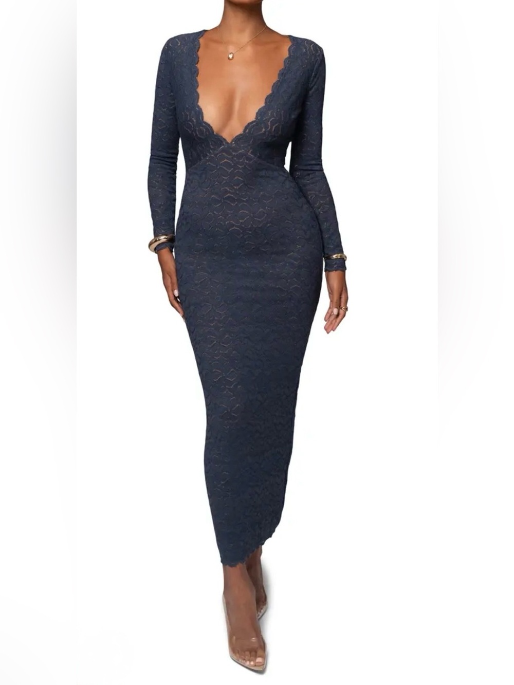 Jluxlabel Reunited Lace Long Sleeve Maxi Dress Navy Medium